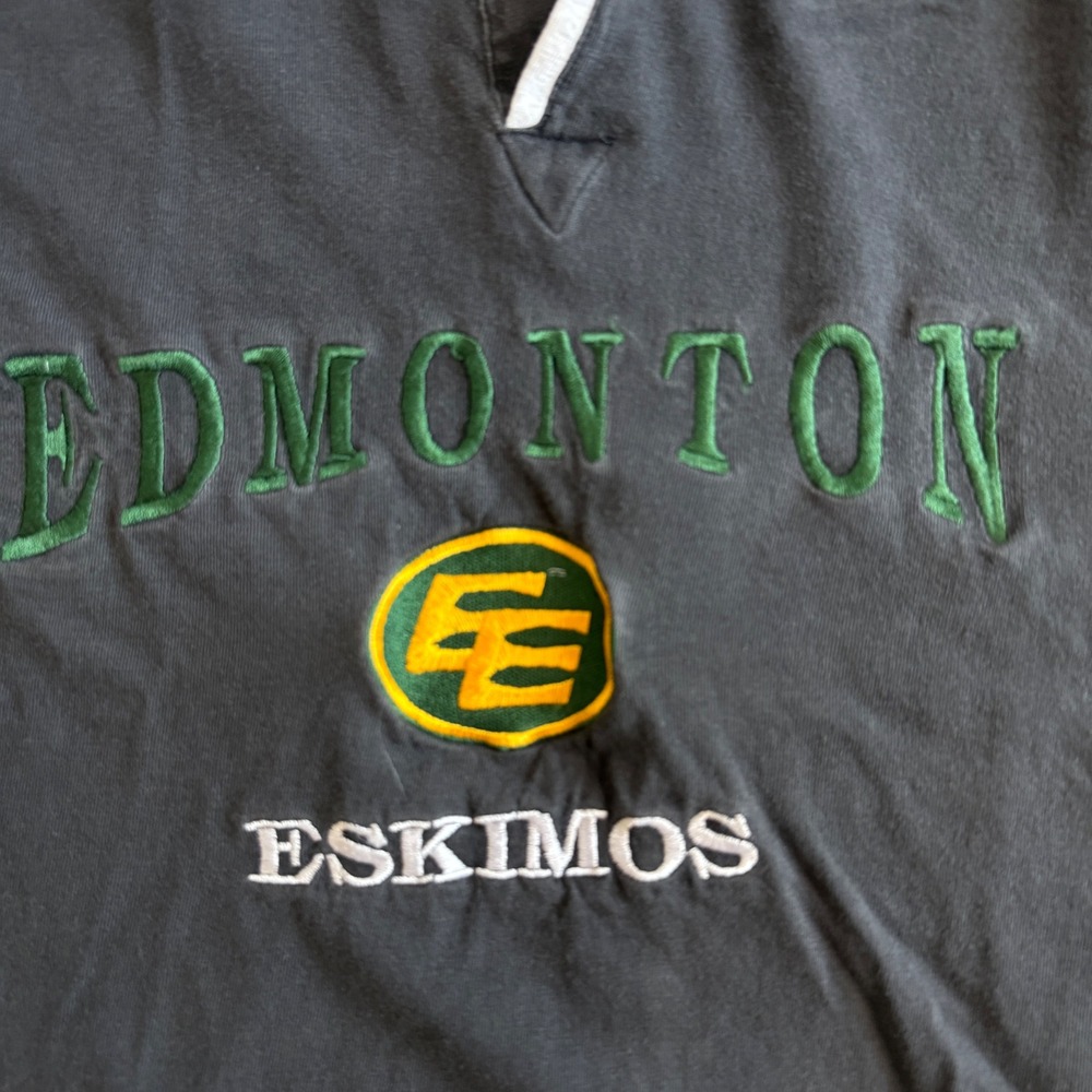 Vintage Edmonton Eskimos CFL Henley T-Shirt Athletics Softwear Canada Mens XL - Picture 3 of 7
